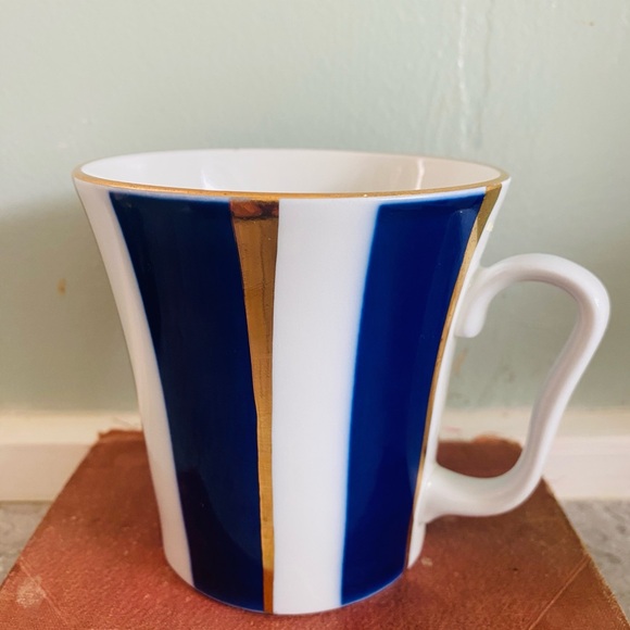 Lomonosov Other - Lomonosov coffee cup Elegant Blue and Gold Striped Mug